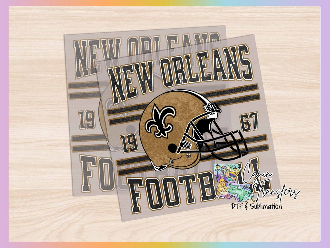 a new orleans football helmet on a wooden background