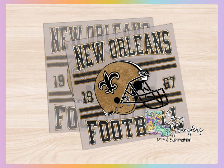 a new orleans football helmet on a wooden background
