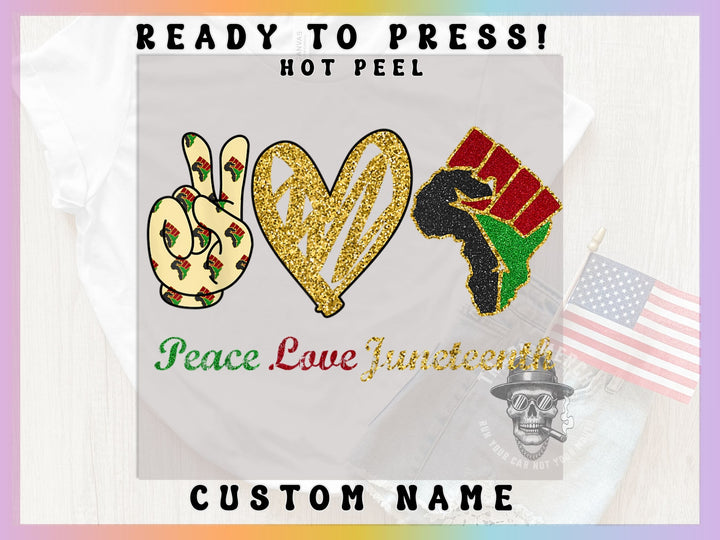 a t - shirt with the words peace love and a peace sign