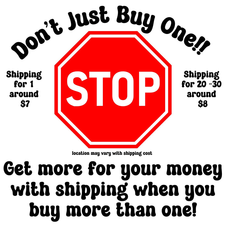 a stop sign with the words don't just buy one