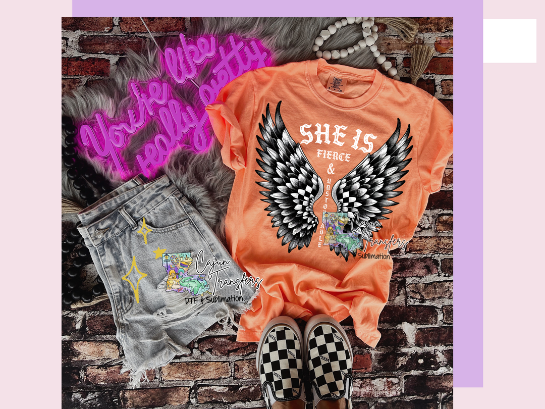 a pair of shorts and a t - shirt on a brick wall