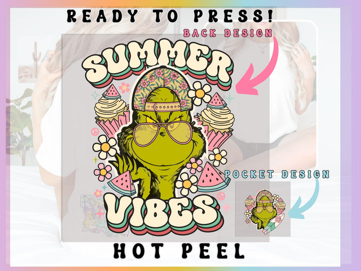 a picture of a woman wearing sunglasses and a hat with the words summer vibes