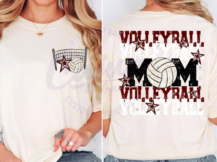Volleyball Mama- Maroon & White