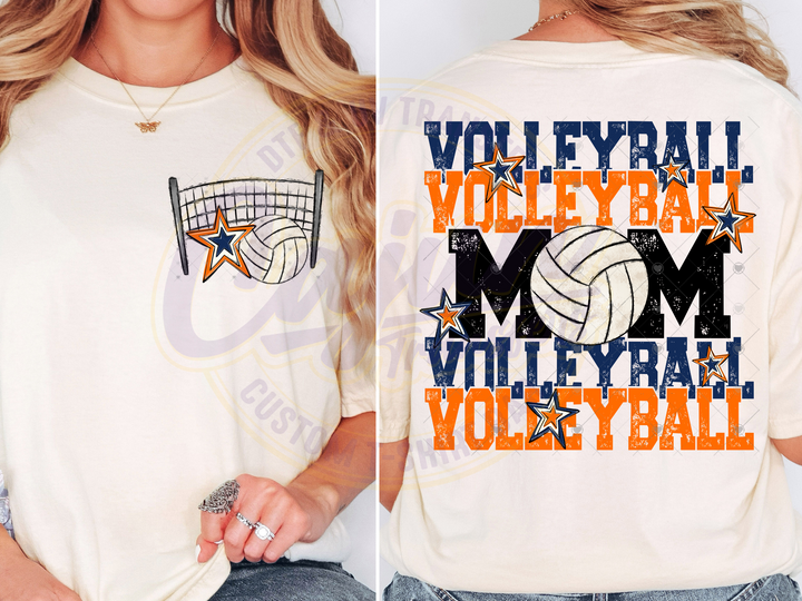 Volleyball Mama- Navy Blue & Orange