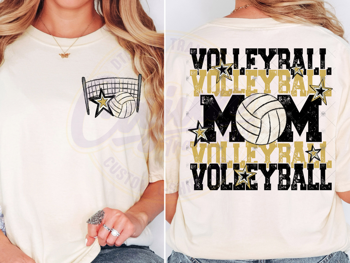 Volleyball Mama- Black & Vegas Gold