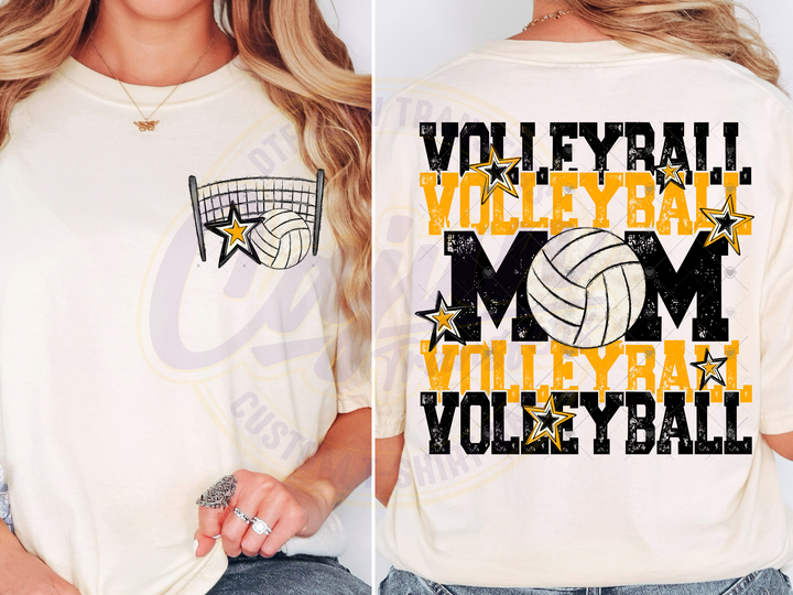 Volleyball Mama- Black & Yellow Gold