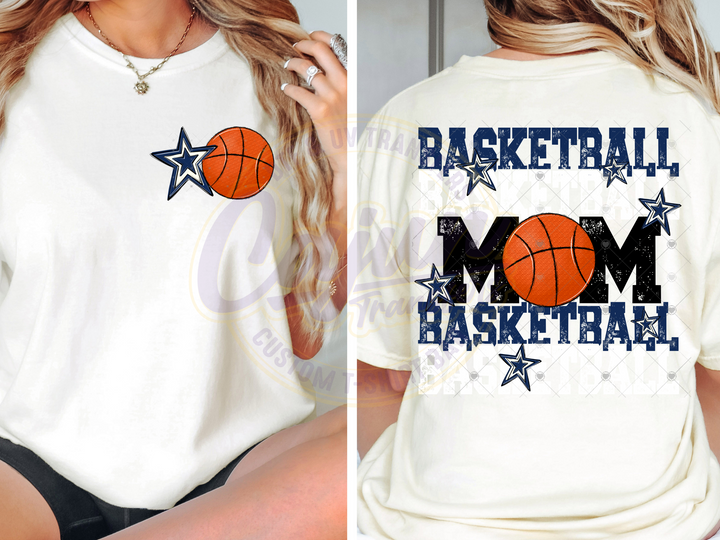 Basketball Mom-Navy & White