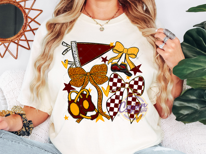 Wrestling Bow - Maroon & Yellow Gold