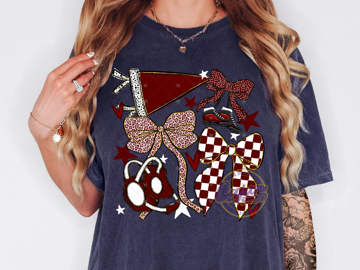 Wrestling Bow - Maroon & White
