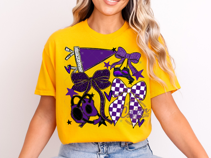 Wrestling Bow - Purple & White