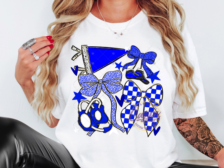Wrestling Bow - Royal Blue & White
