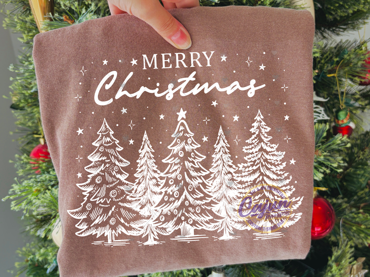Merry Christmas Trees-White