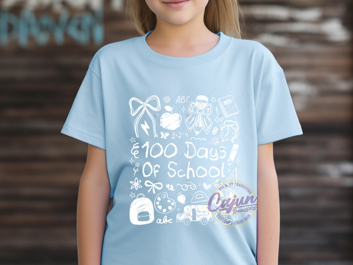 100 Days of School Doodle-White
