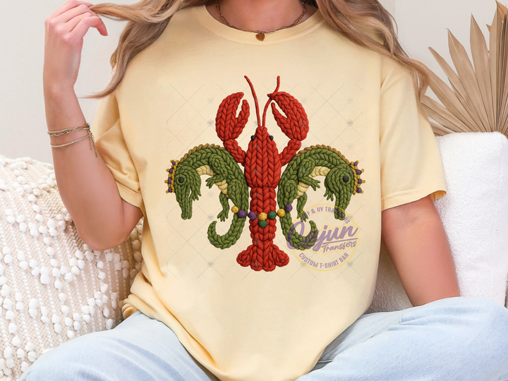 Mardi Gras Crawfish & Gator Fleur De Lis