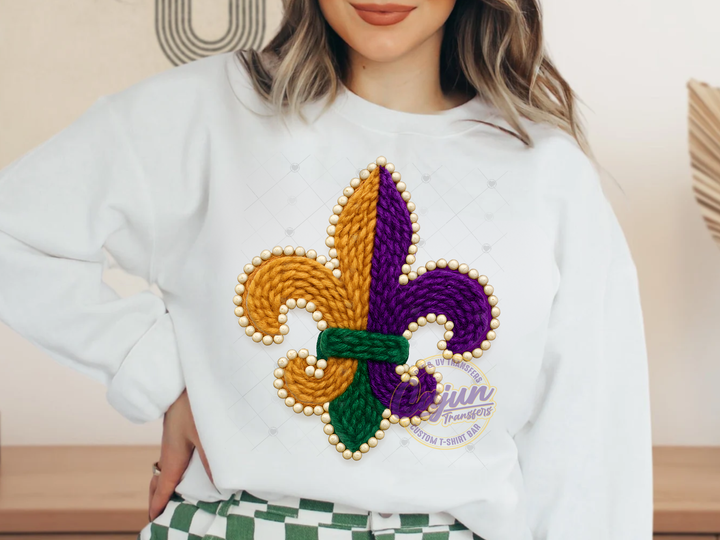 Mardi Gras Fleur De Lis Faux Yarn
