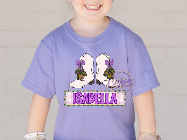 Mardi Gras Boots Personalized