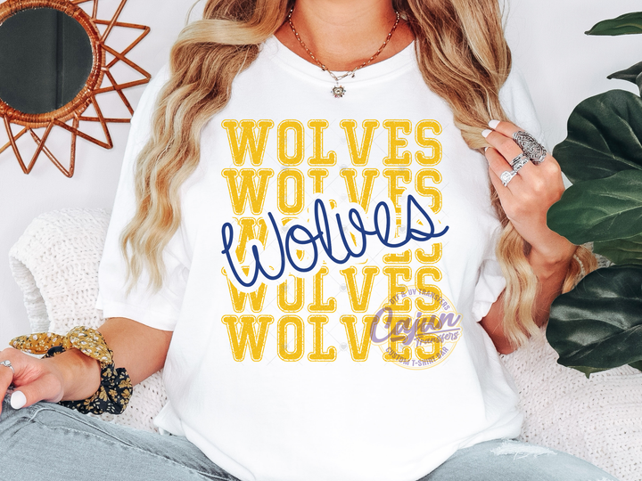 Wolves Stacked - Blue