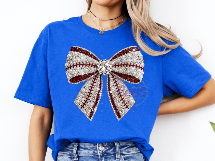 Baseball Rhinestone Bow