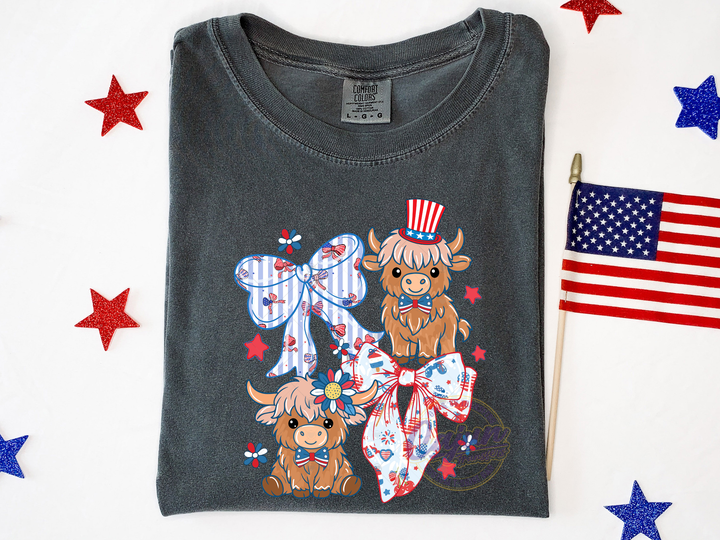 Patriotic Highland Cow Collage