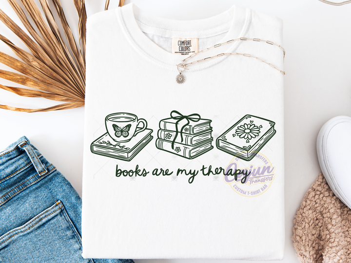 Books are my Therapy - Dark Green