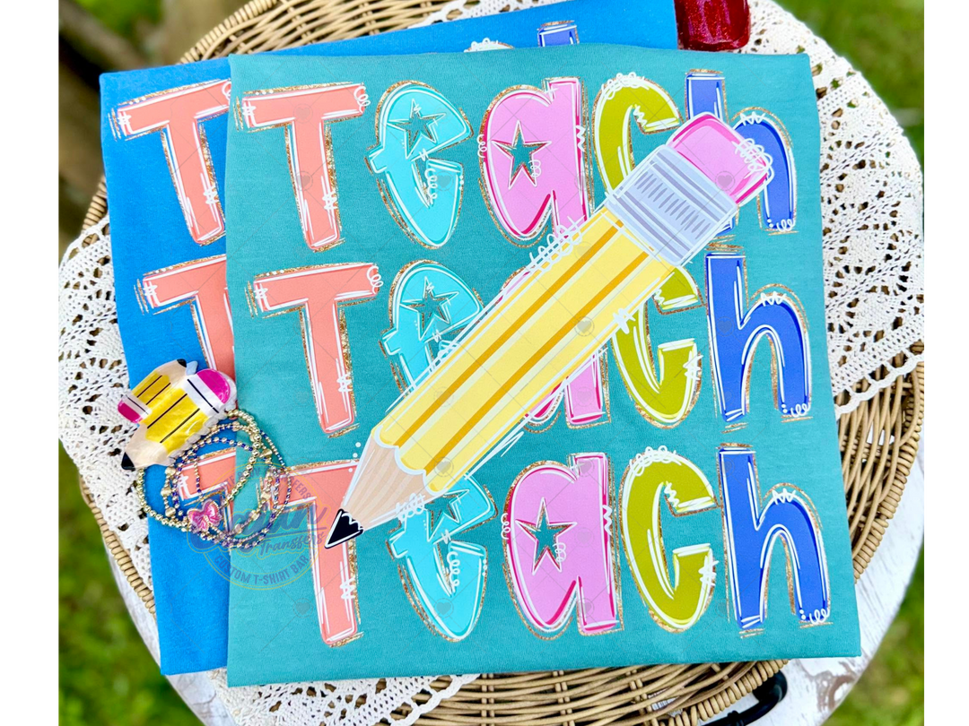 Teach Stacked Pencils - Glitter