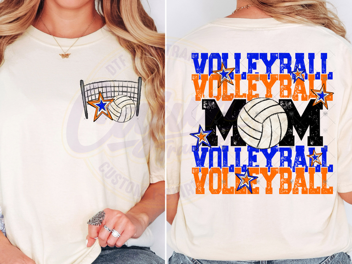 Volleyball Mama-Orange & Royal Blue