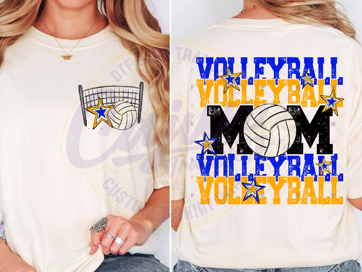 Volleyball Mama- Royal & Yellow Gold