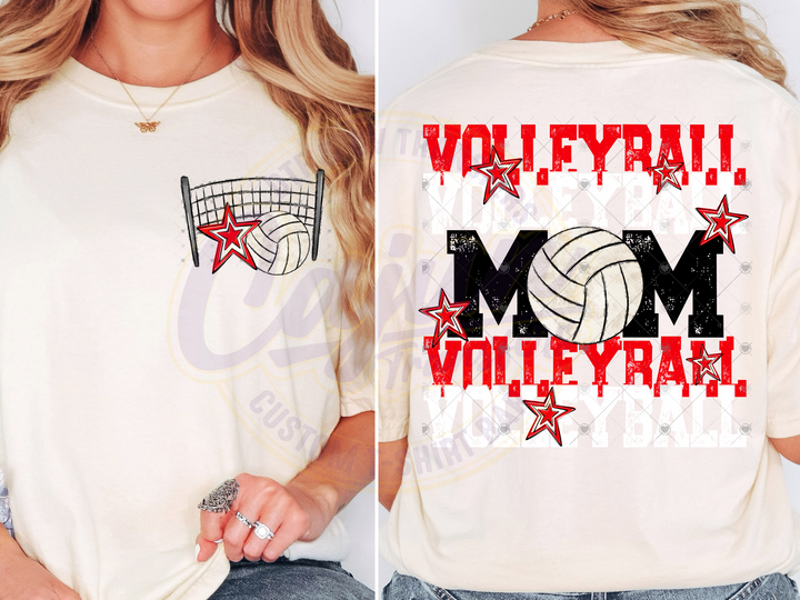 Volleyball Mama- Red & White