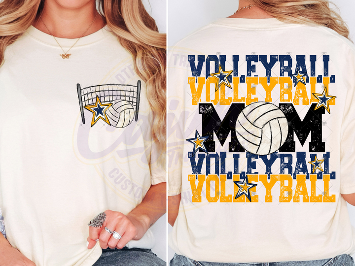 Volleyball Mama- Navy Blue & Yellow Gold