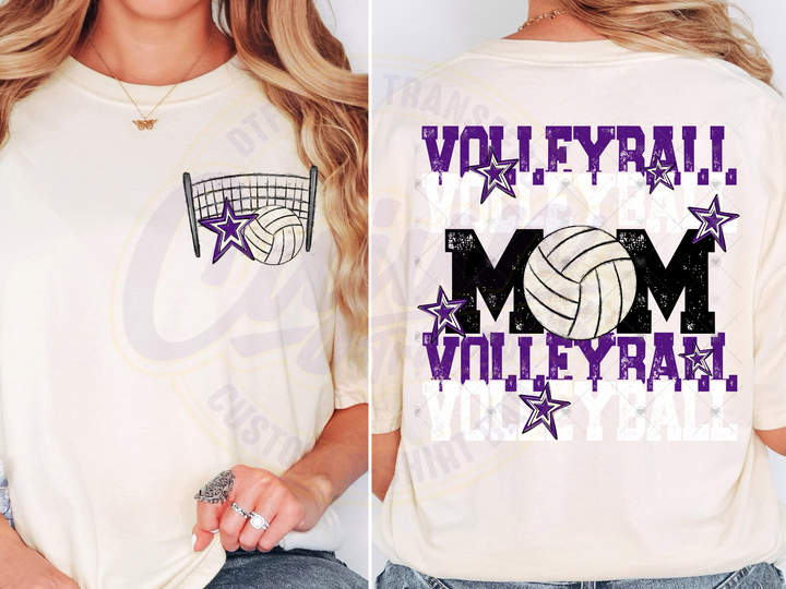 Volleyball Mama-Purple & White