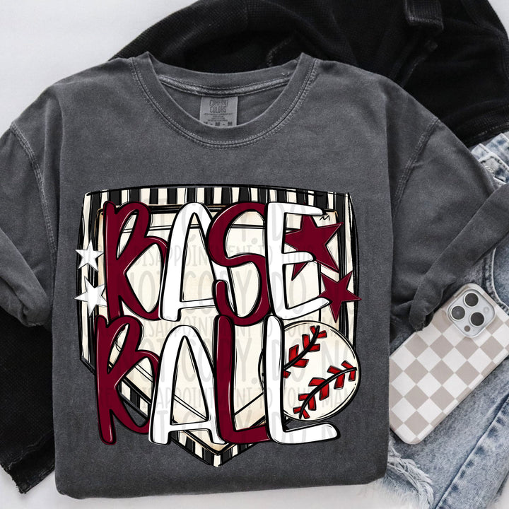 Baseball Mound - Maroon & White