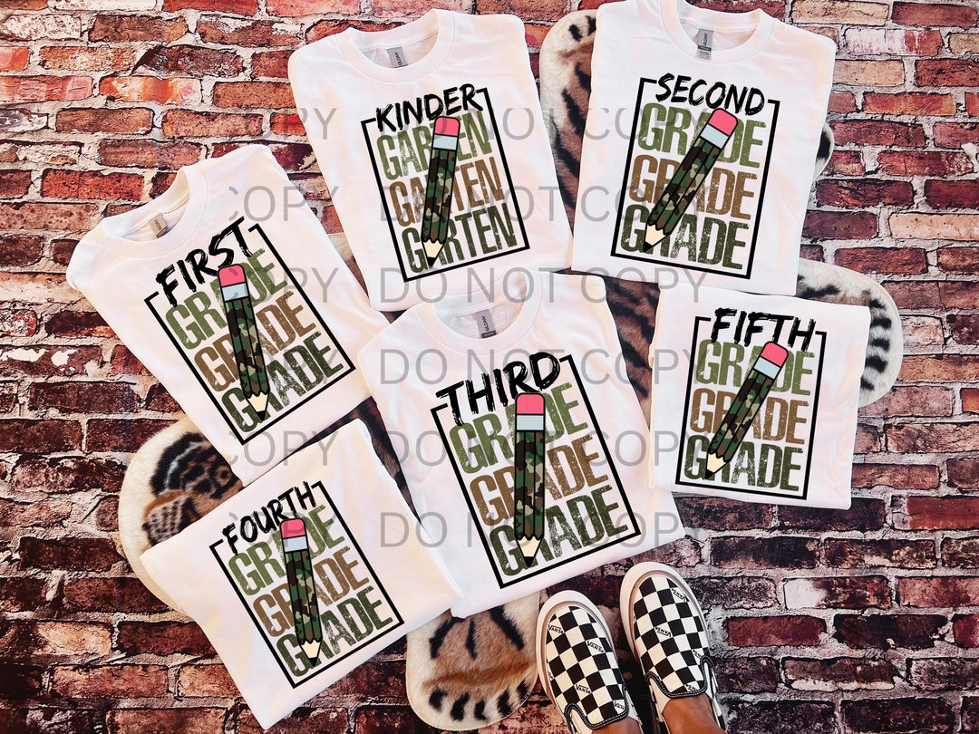 four tshirts with the words, third grade and third grade printed on them