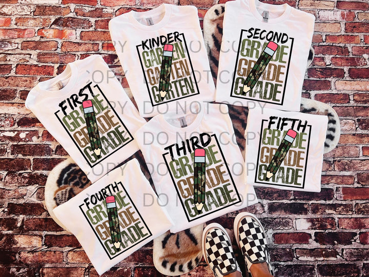 four tshirts with the words, third grade and third grade printed on them