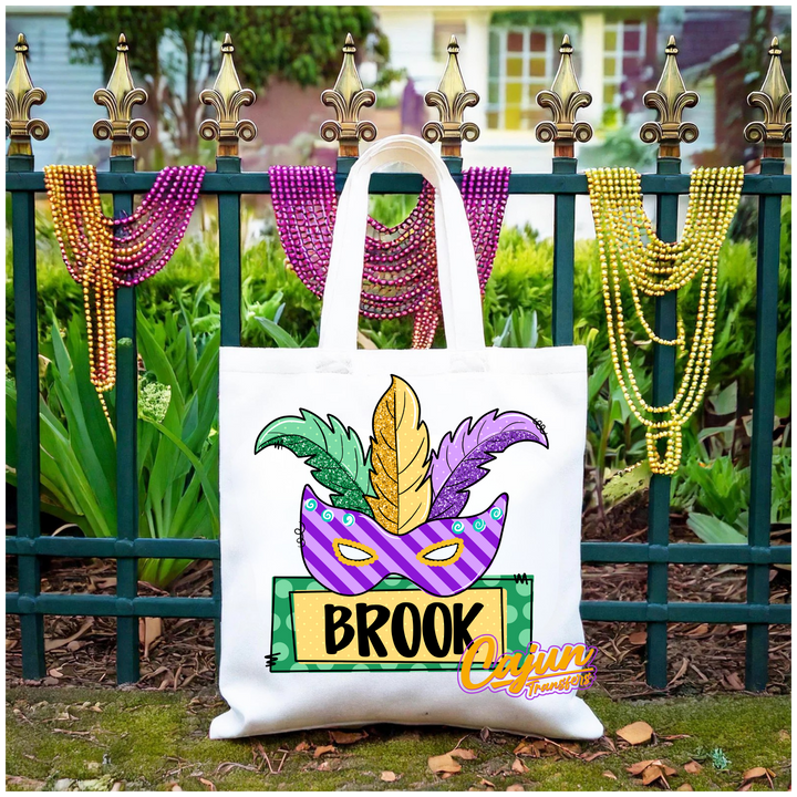 Personalized Mardi Gras Mask Bead Bag