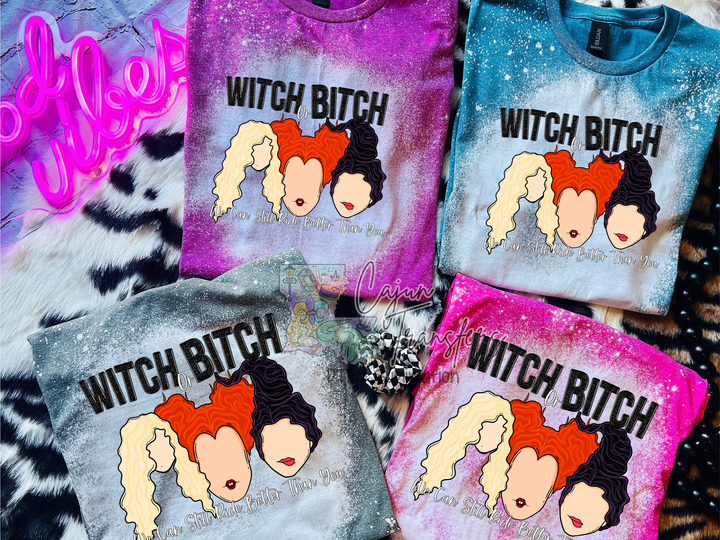 three t - shirts with the words witch bitch on them