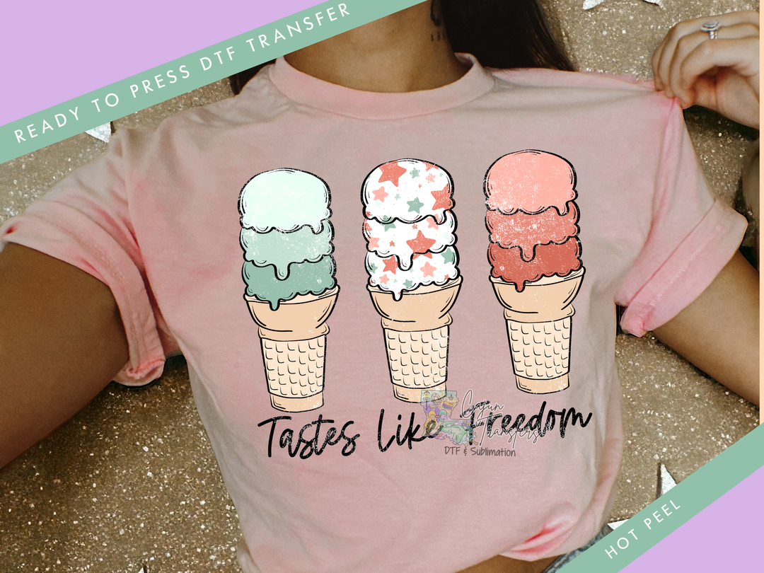 a woman wearing a pink shirt with three ice cream cones on it