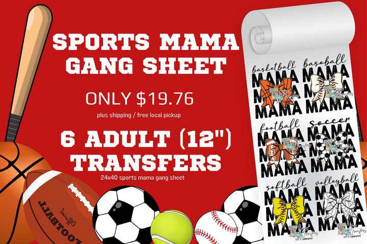 Sports Mama Bow  Pre-Made Gang Sheet 34