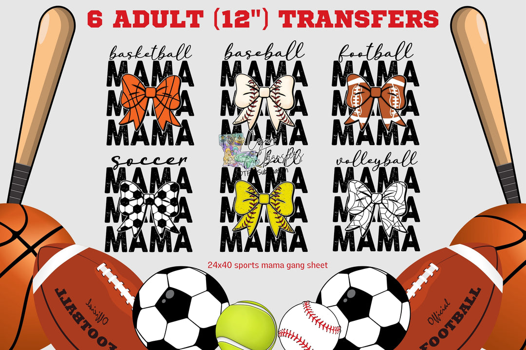 Sports Mama Bow  Pre-Made Gang Sheet 34