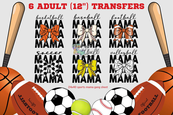 Sports Mama Bow  Pre-Made Gang Sheet 34