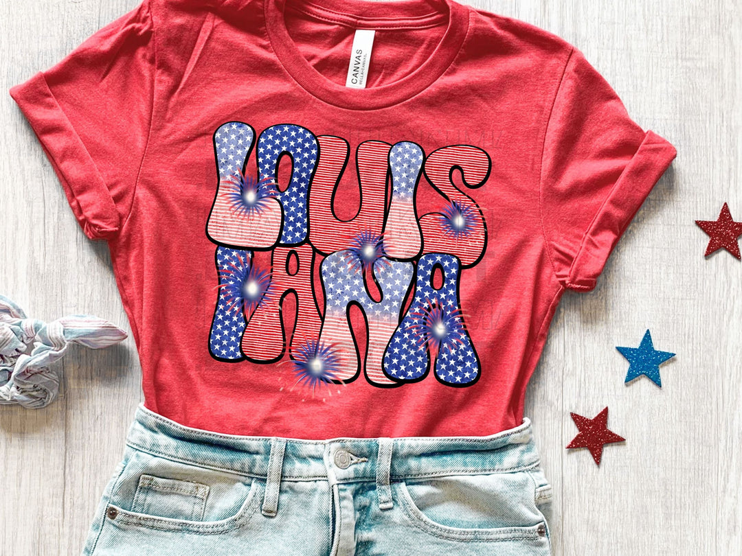 a red shirt with the word 4th of july on it