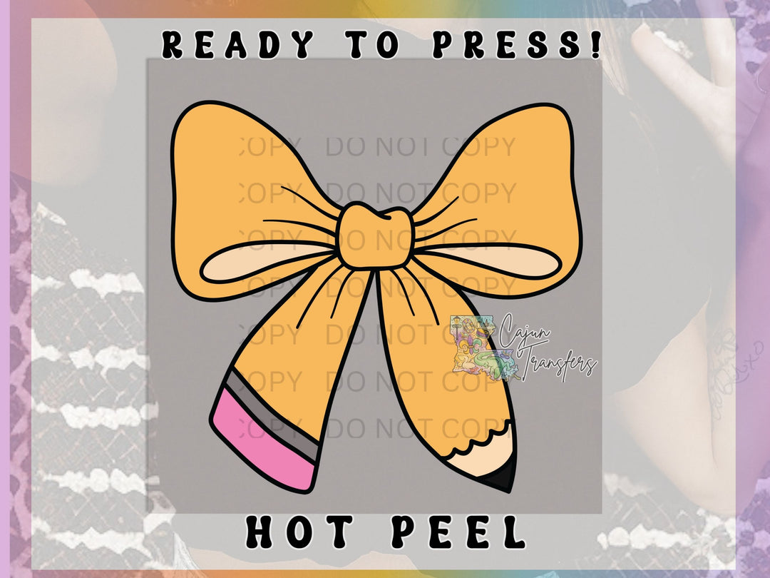 a picture of a yellow bow with the words ready to press
