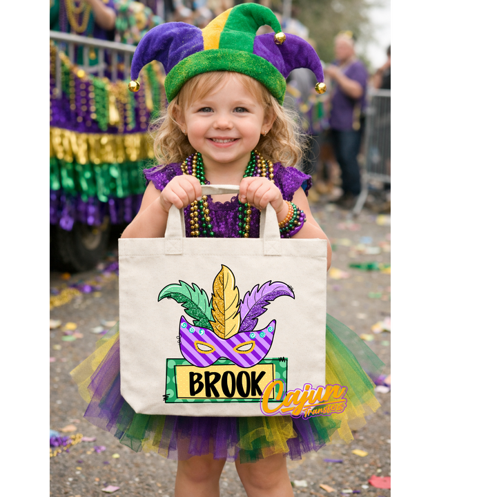Personalized Mardi Gras Mask Bead Bag