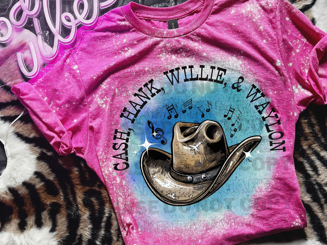 a pink shirt with a picture of a hat on it