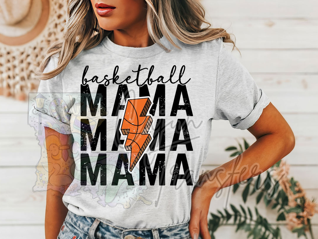 a woman wearing a basketball mama mama shirt