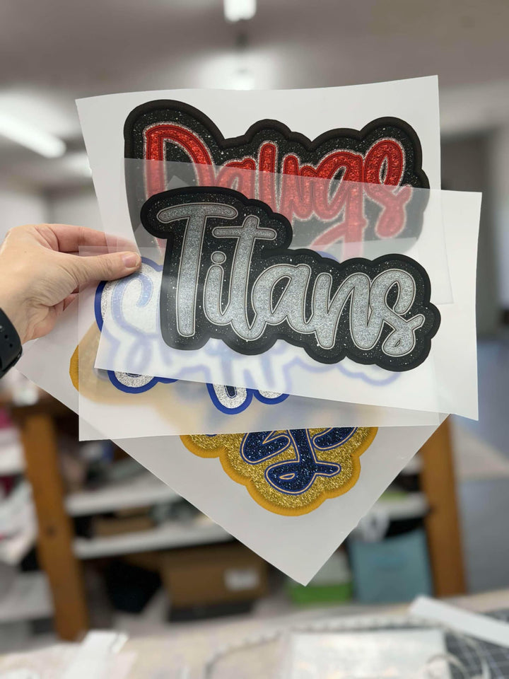 CUSTOM School Faux Glitter and Faux Embroidery