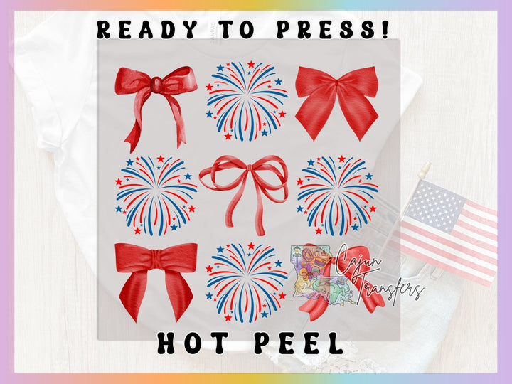 a picture of some red, white, and blue bows
