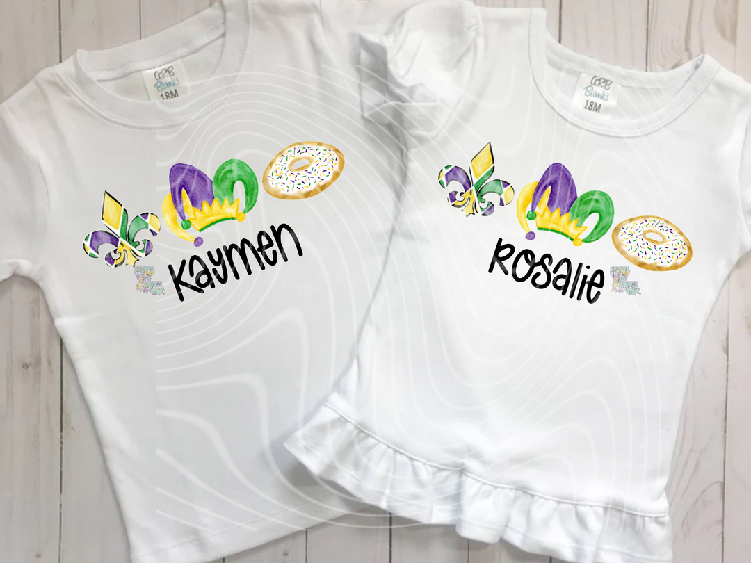 Personalized Name Mardi Gras Trio