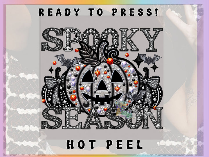 a picture of a halloween pumpkin with the words spooky season on it