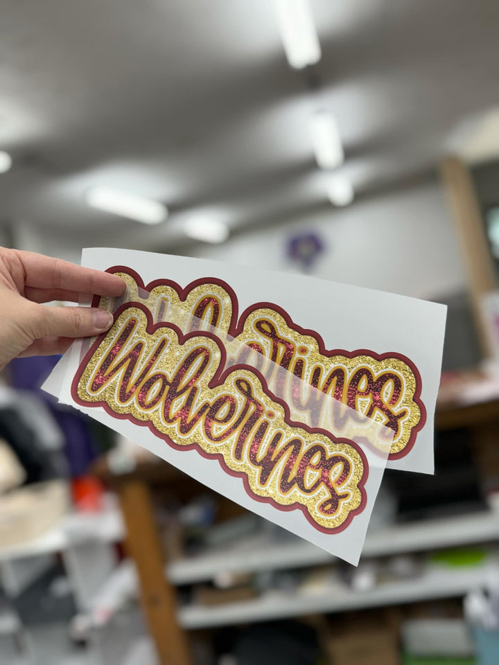 Wolverines  Faux Glitter & Embroidery