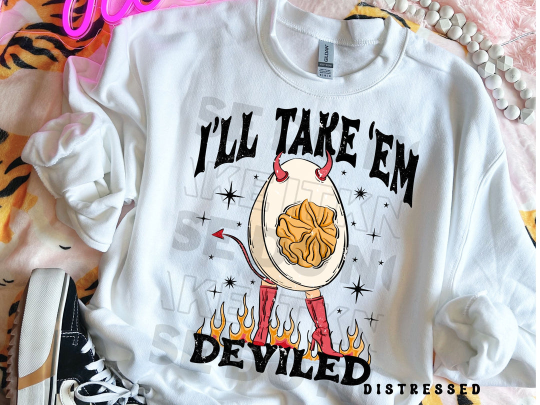 a t - shirt that says i'll take em deviled